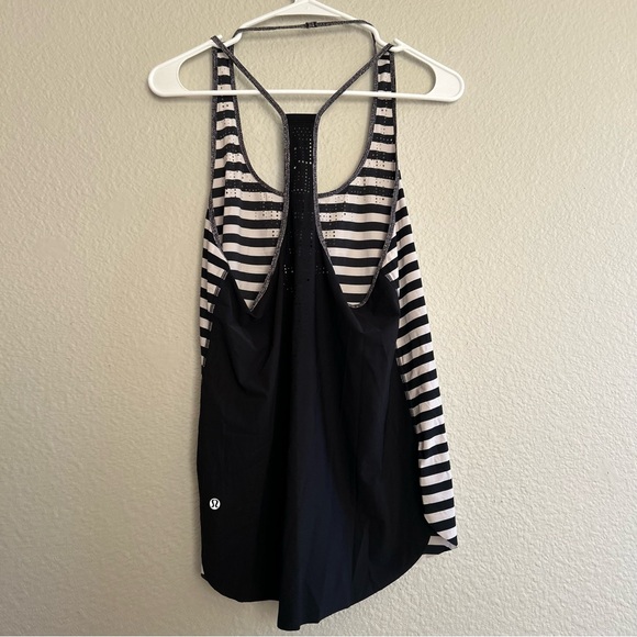 Lululemon Waterbound Singlet Apex Stripe Printed Black Dune Tank - Picture 4 of 5